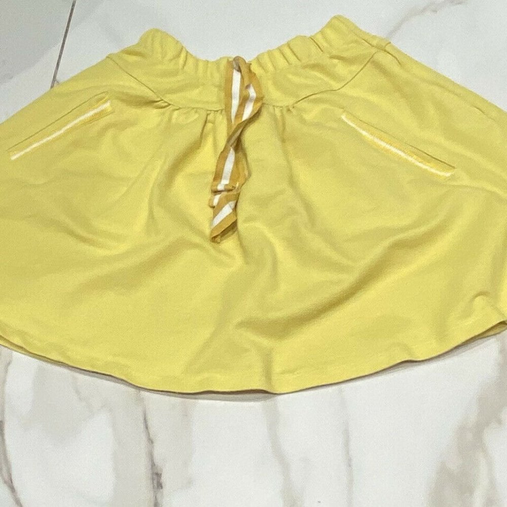 Kidichic Basic Girls Yellow Skirt Size 4 Elasticated Waist, Pockets & Ties